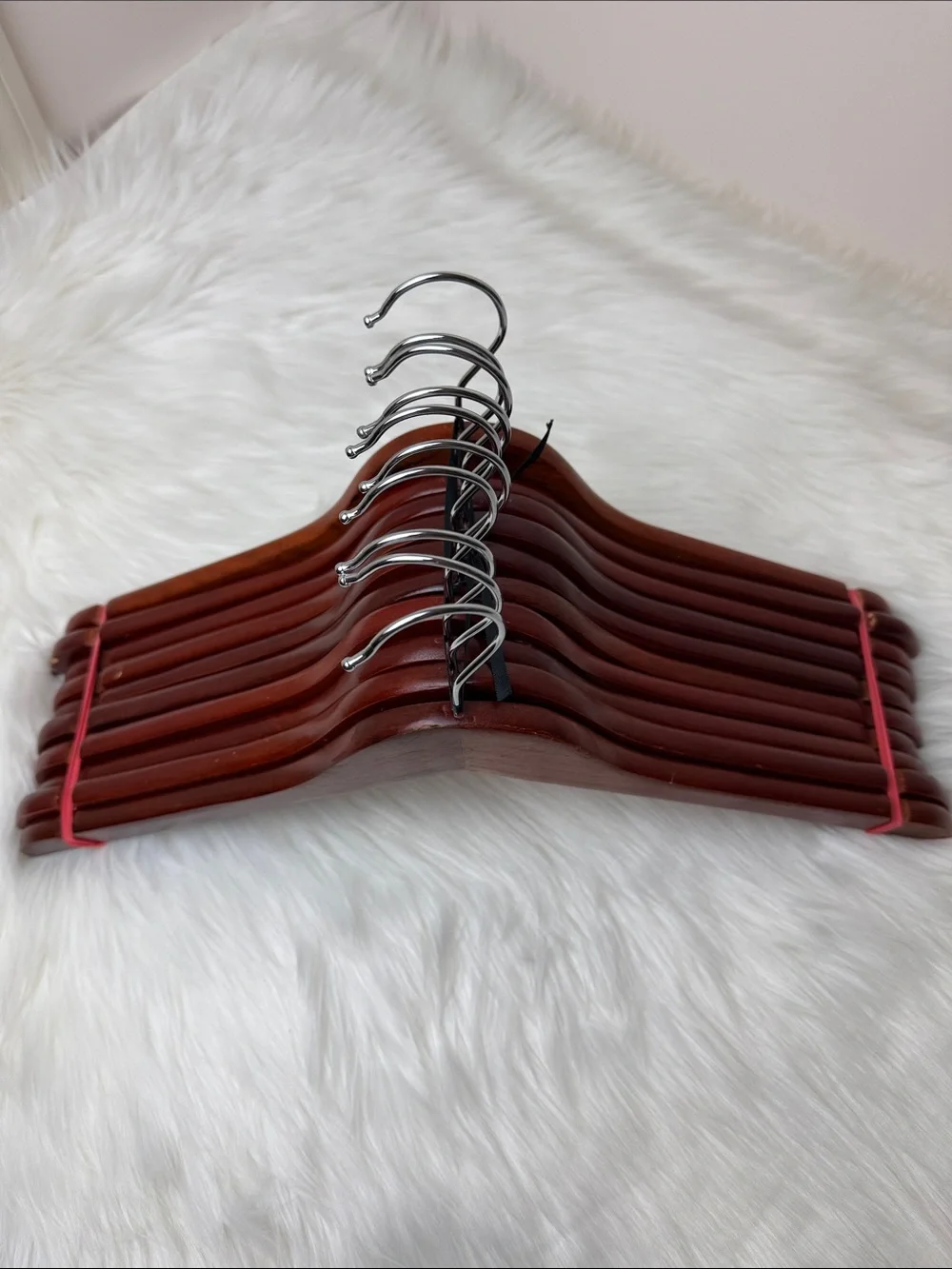 Wooden Shirt Hangers - Set of 10 in Warm Brown Mahogany